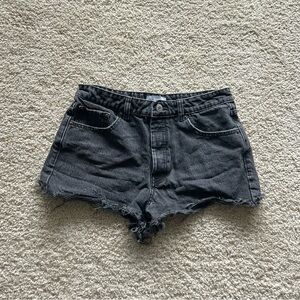 Zara Distressed Black Denim Shorts